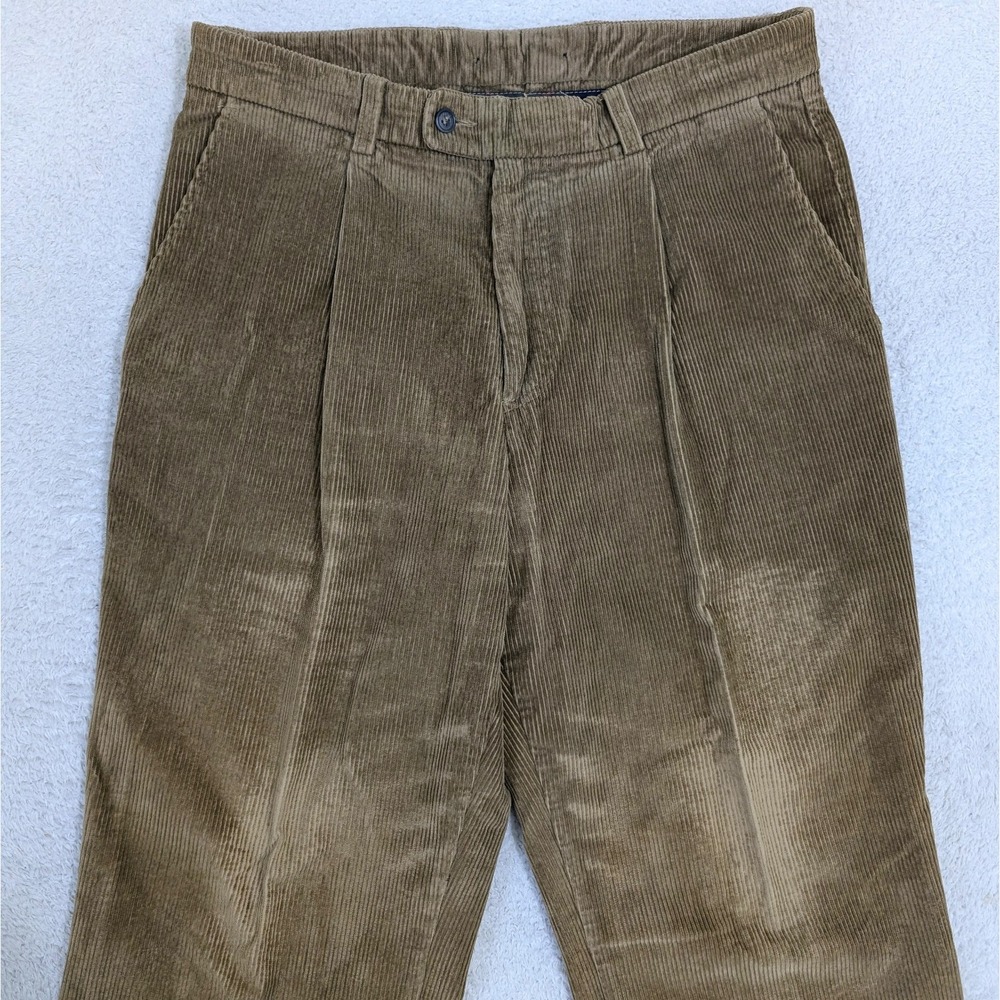 Barbour Corduroy Pleated‎ Pants Mens 32X26 Brown Stretchy